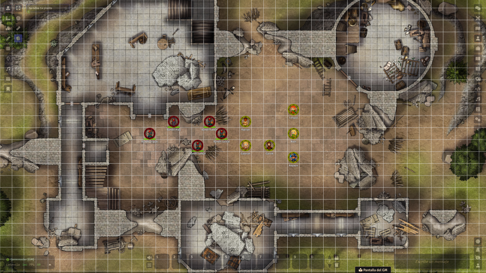 Mapa de Leryenne en Foundry VTT — universo del juego de rol educativo Rolin
